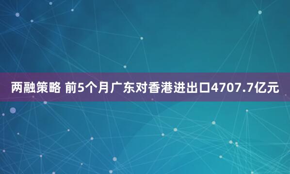 两融策略 前5个月广东对香港进出口4707.7亿元